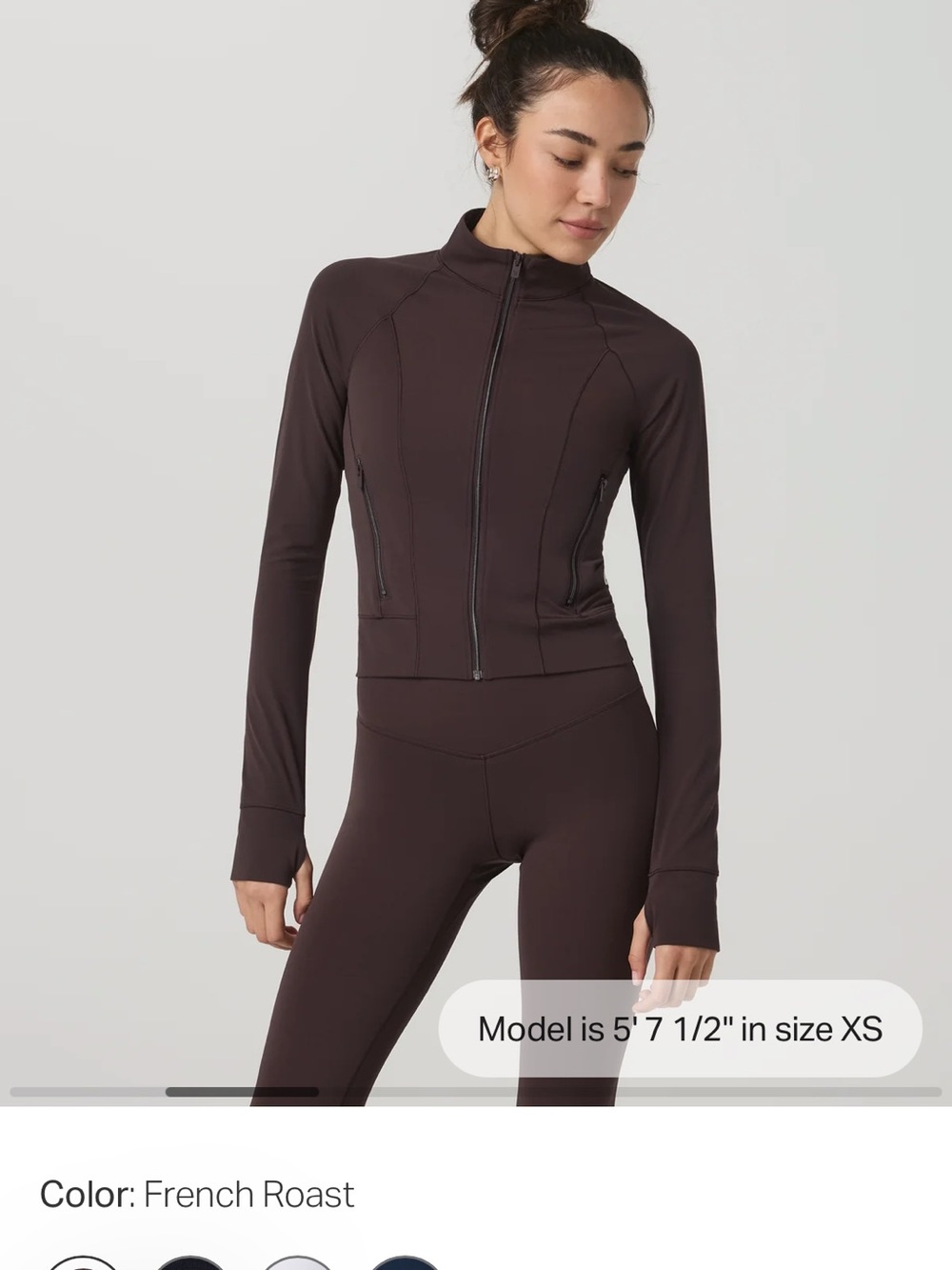 Vuori cropped Full-Zip jacket in Deep Brown
